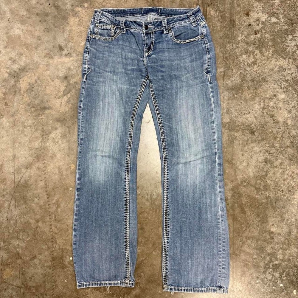 Rock & Roll Denim Womens Y2K Distressed Bootcut Jeans Medium Wash 32x32 - Picture 3 of 7
